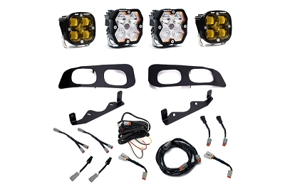 2023-2026 F250 & F350 Baja Designs Squadron 2.0 Sport/SAE Amber Dual Pocket Fog Light Kit w/ Toggle Harness