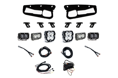 2021-2026 Bronco Baja Designs Squadron 2.0 Sport/S2/SAE Sportman Clear Pocket Fog Light Kit w/ Toggle Harness