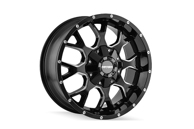 6x135mm/6x139.7mm Mayhem 20x9 inch Warrior Black Milled 0mm Offset Wheel